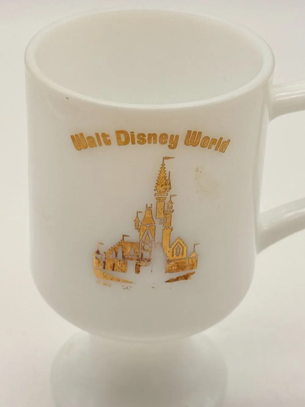 Authentic Walt Disney World 50th White & Gold Castle Footed Milk coffee Cup